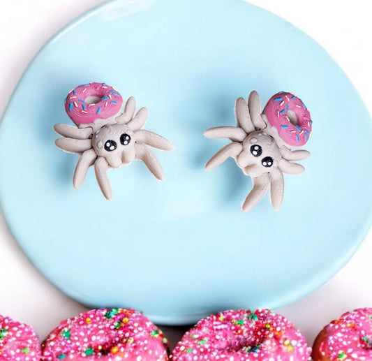 3D kawaii articulated small donut spiders / 3d printed spider insect animals / floral holiday halloween spider knick knack Fidget figurines
