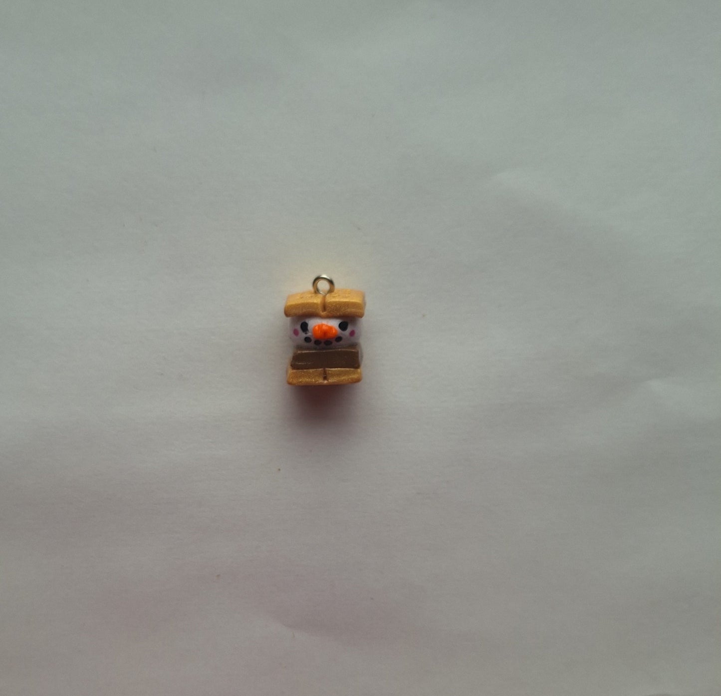 Kawaii snowman smores charms / polymer clay sweets charms / kawaii dessert charms / smores snow man jewelry charm stitch marker