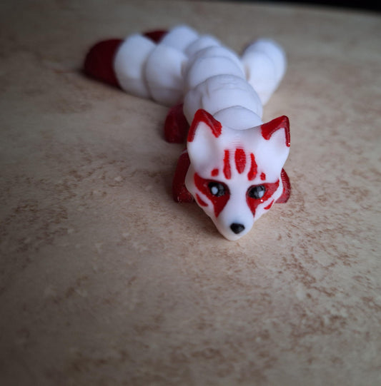 3D articulated red blue baby kitsune fox / 3d printed kitsune / 3d printed animals figurine knick knack Fidget