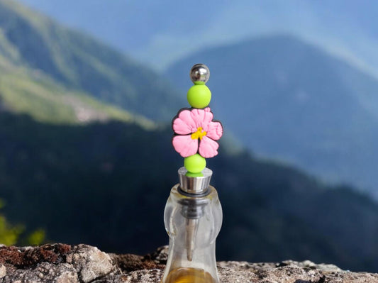Silicone beaded floral flower wine stopper / spring summer flower beaded silicone wine stopper top / tropical wine accessories