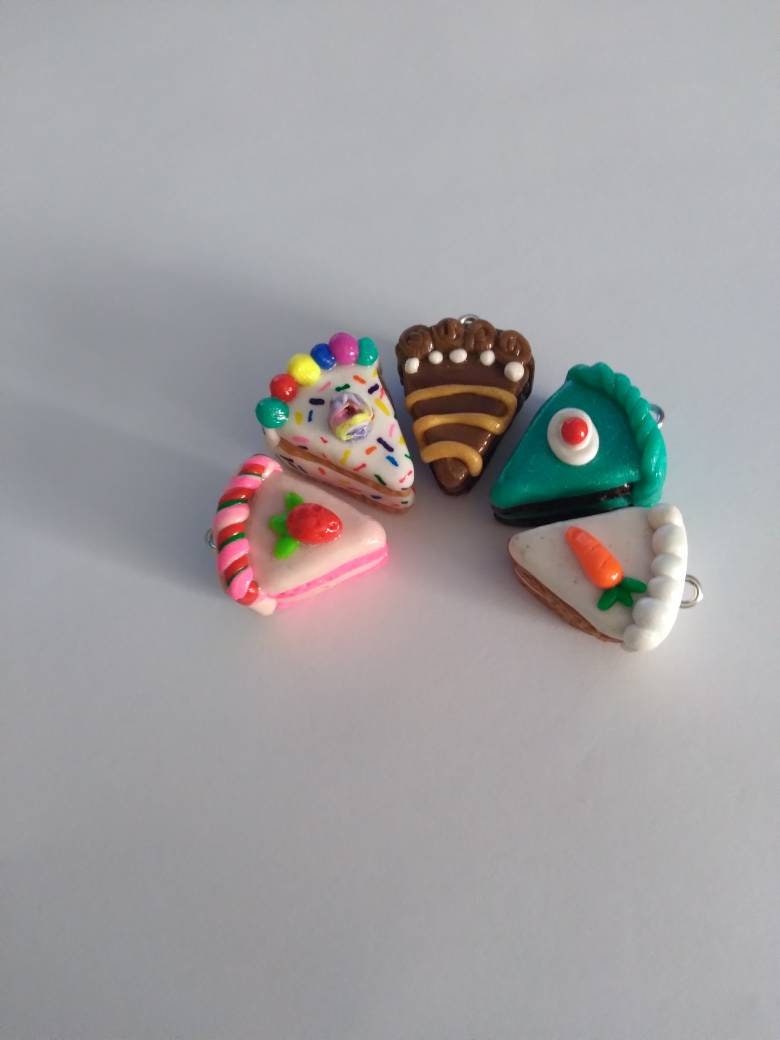 Kawaii cake dessert charm set / birthday charms / clay Thanksgiving charms /  Christmas jewelry charms / kawaii food / miniature food