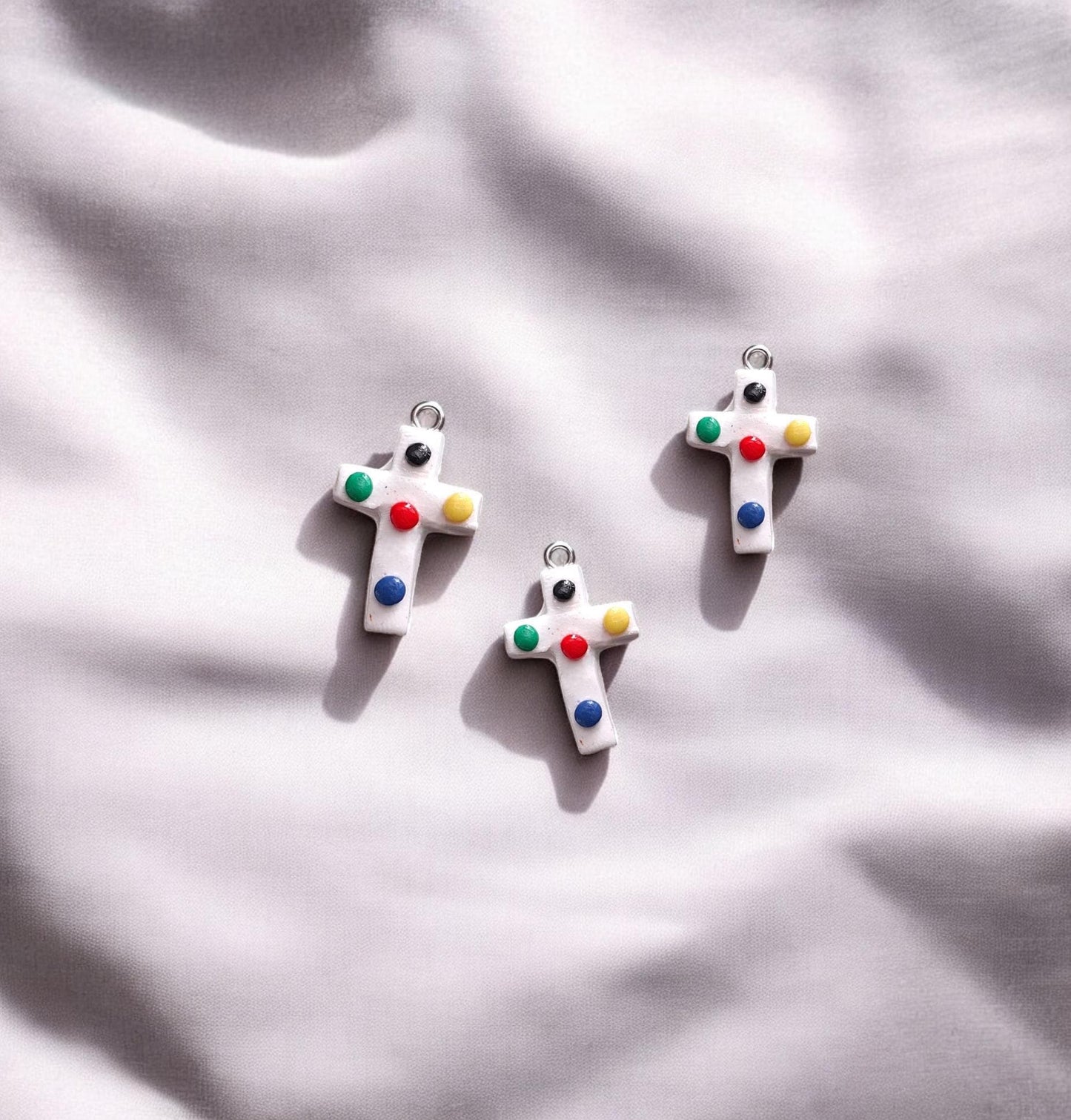 Clay christian charms / polymer clay colors of salvation cross charms /  Christian jewelry charms stitchmarker progress keeper notions