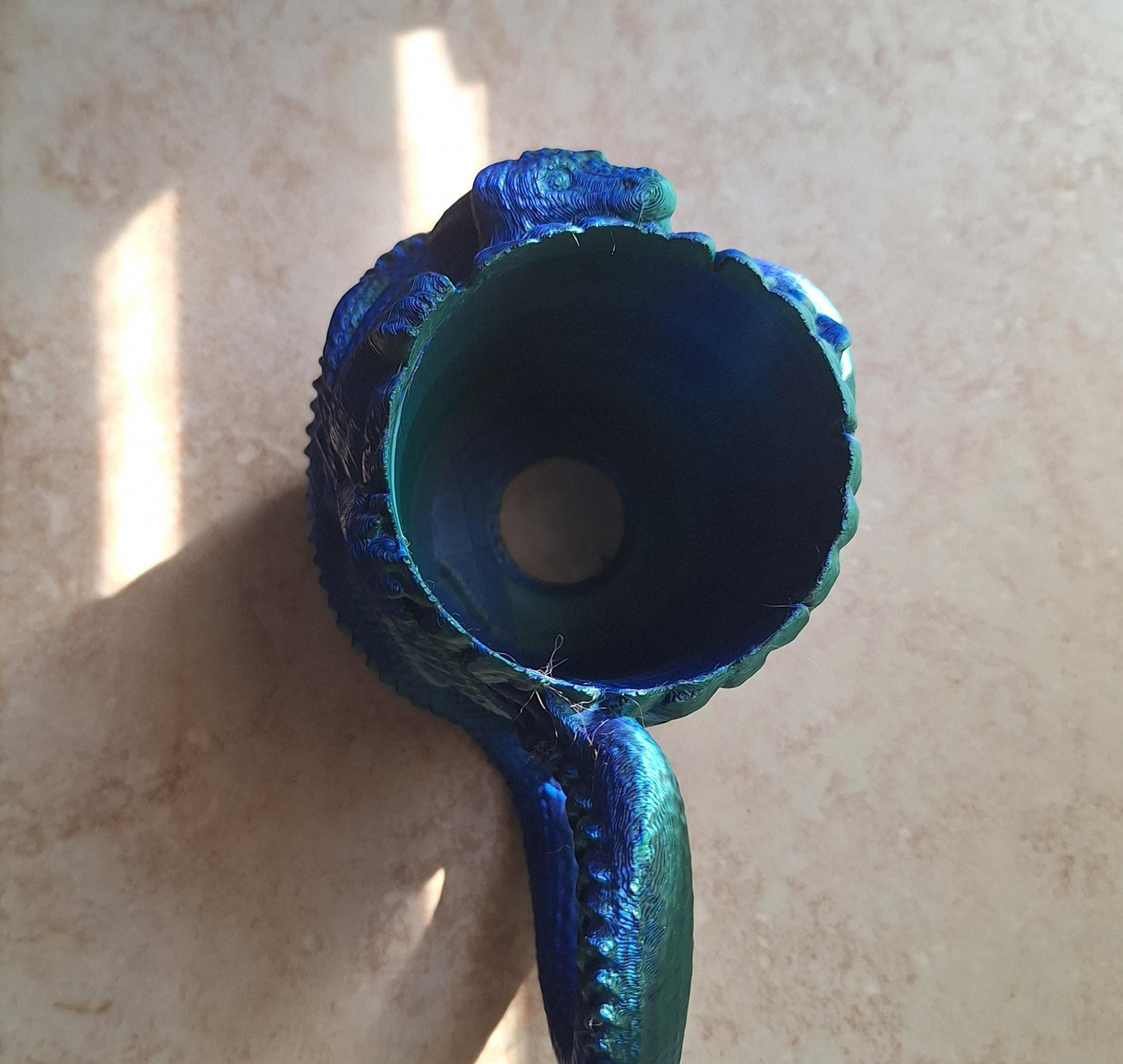 3D printed metallic blue green  two tone dragon can drink holder / 3d dragon can holder cup / 3d printed dragon knick knack
