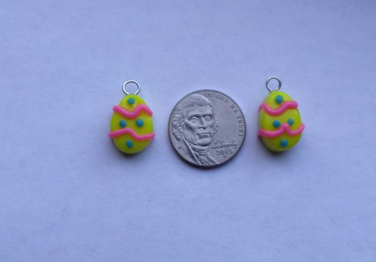 Kawaii decorative easter egg charms / polymer clay easter egg charms / kawaii food charms / kawaii food jewelry / easter charms