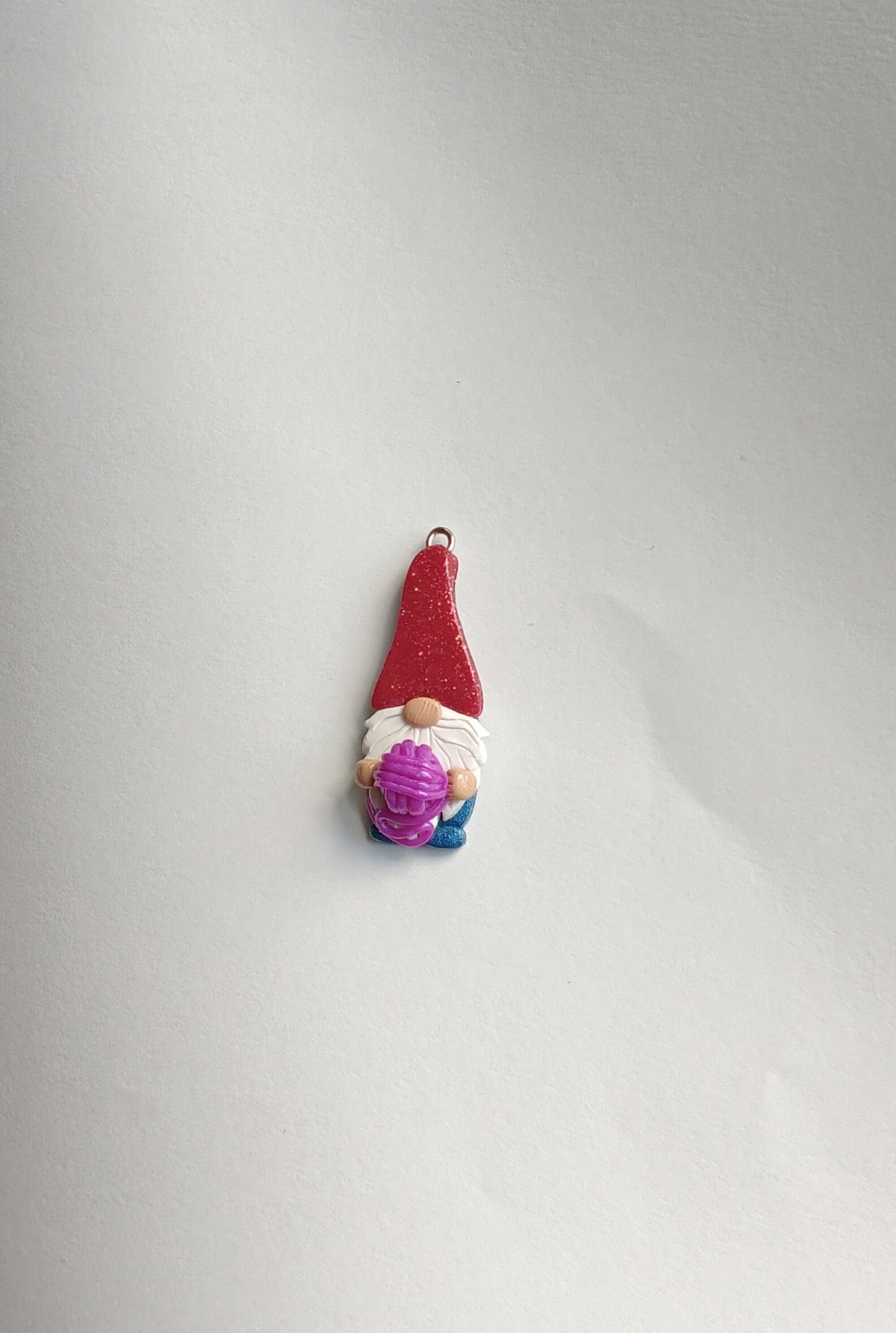 Kawaii yarn gnome charms / polymer clay garden gnome charms / gnome with ball of yarn charms / knitting gnome charms stitch marker
