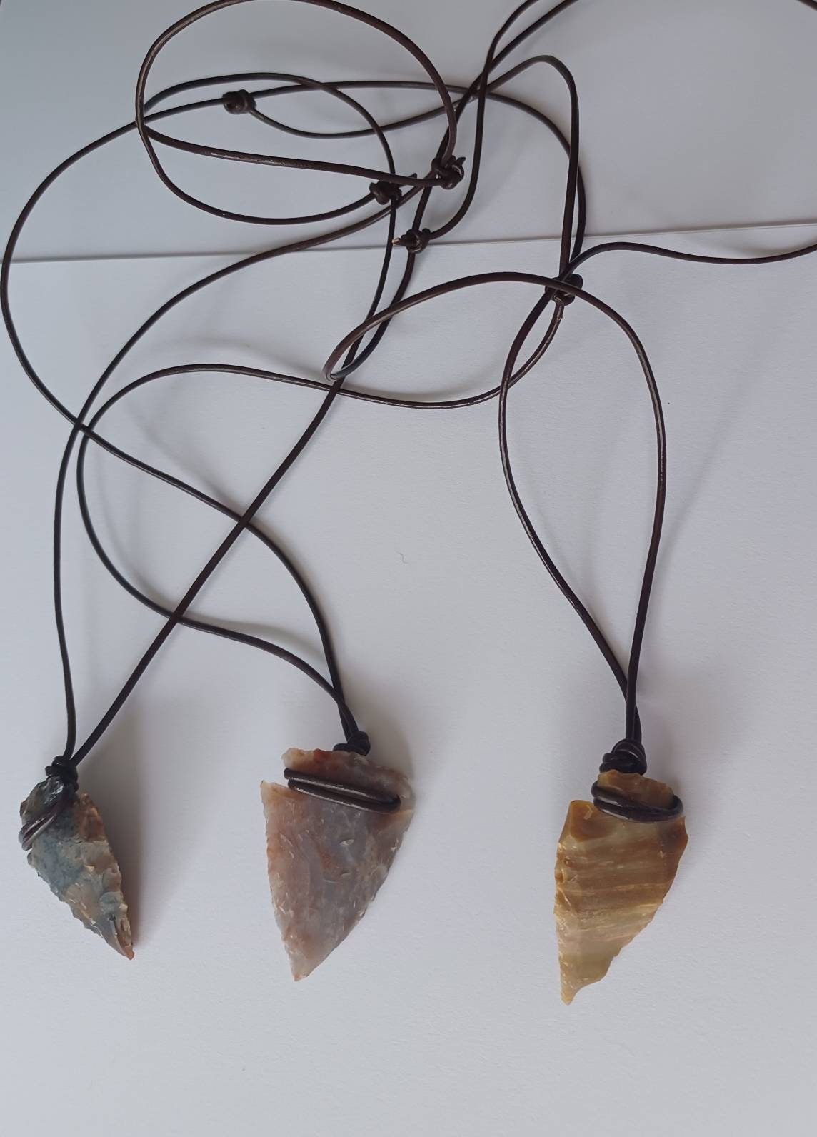 Adjustable leather cord arrowhead necklace / arrowhead necklace / adjustable necklace