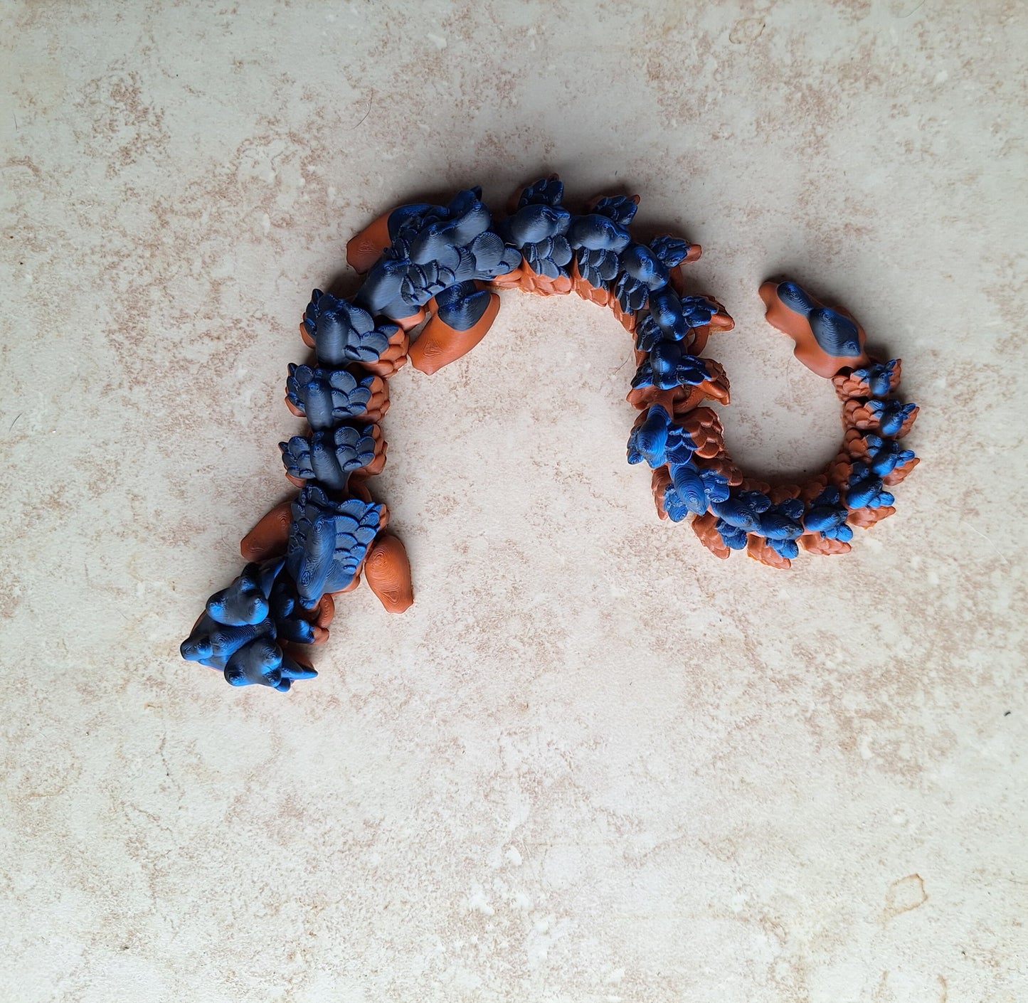 3D articulated metallic blue black brown dragon Kaida / 3d printed multi color dragon / 3d printed desk pet figurine fidget