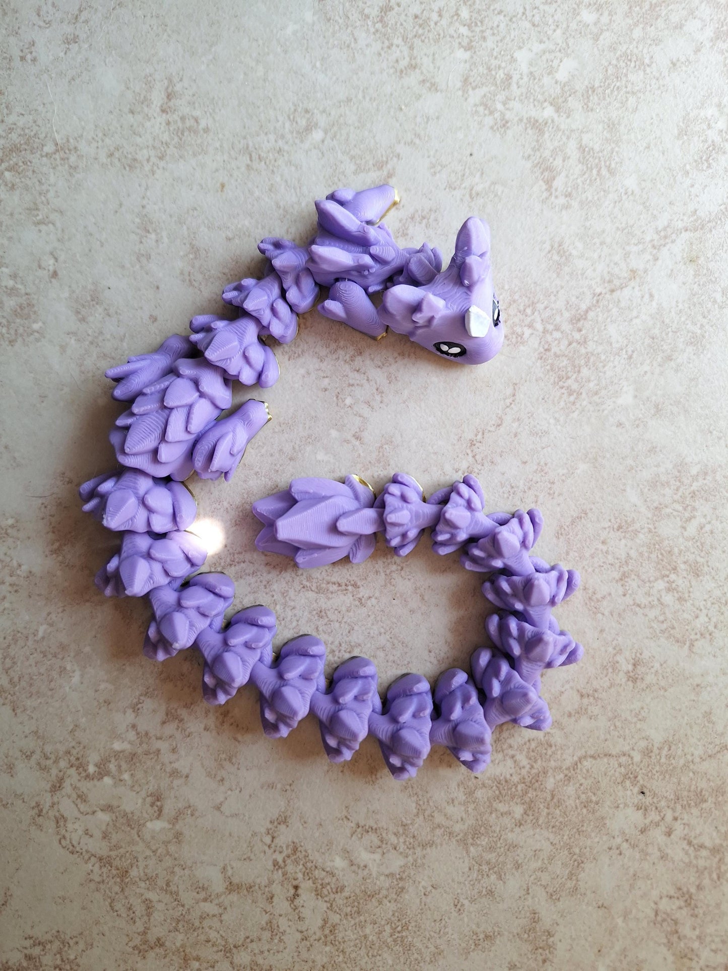 3D articulated gold silver purple dragon Rubikuro and egg / 3d printed desk pet figurine fidget