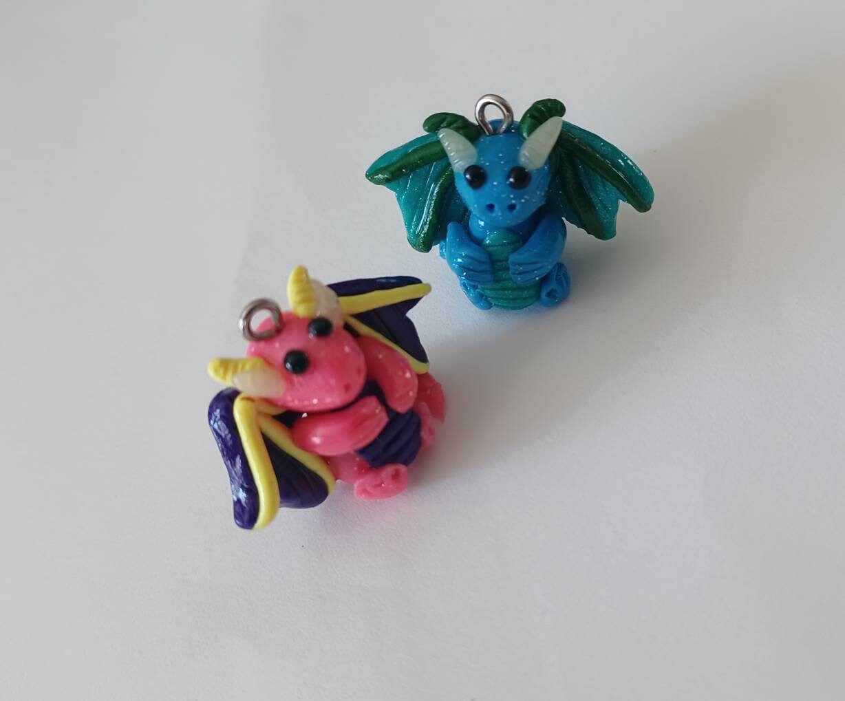 Polymer clay dragon animal charms jewelry stitch marker progress keeper notions