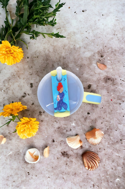 Polymer clay straw tag tumbler topper / clay tumbler accessories / mermaid tumbler topper straw tag / beach shell tumbler accessories