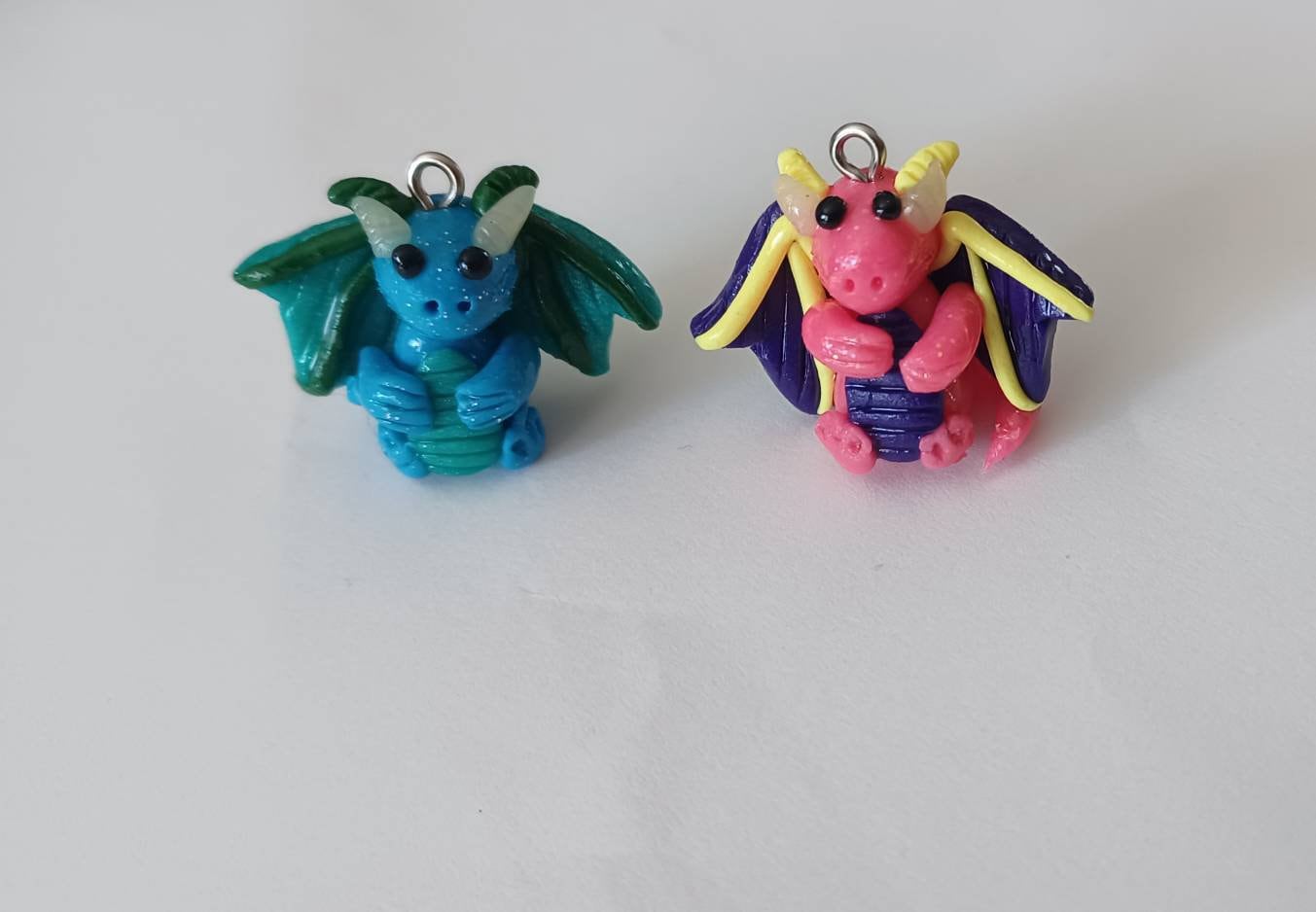 Polymer clay dragon animal charms jewelry stitch marker progress keeper notions