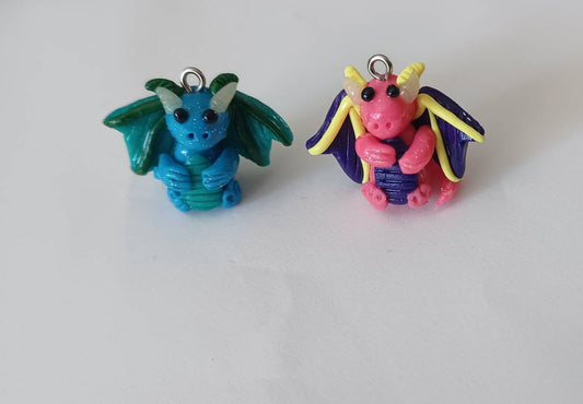 Polymer clay dragon animal charms jewelry stitch marker progress keeper notions