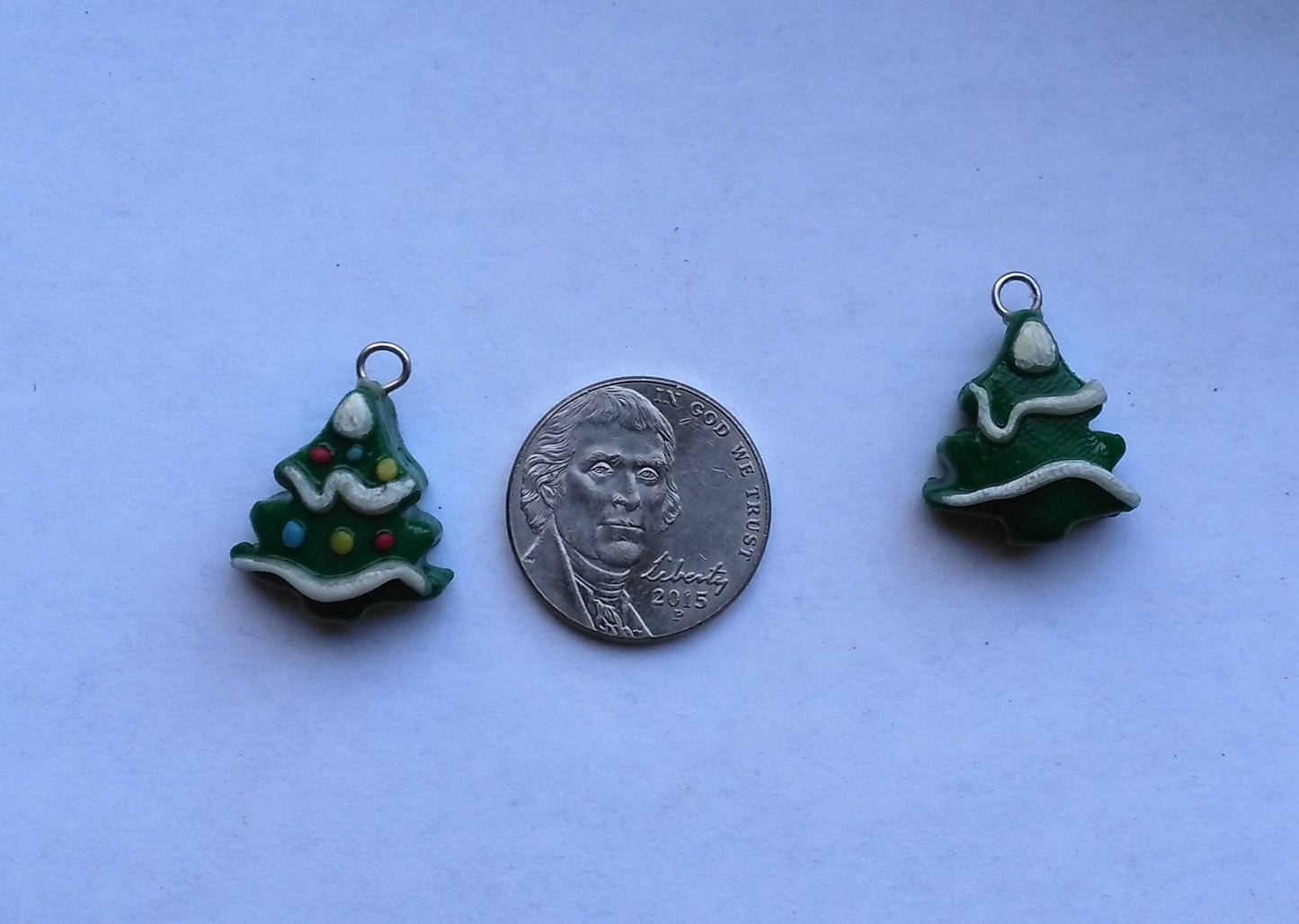Kawaii Christmas tree charms / polymer clay tree charms / kawaii  holiday jewelry / kawaii holiday charms / pine tree charms/ snow charms