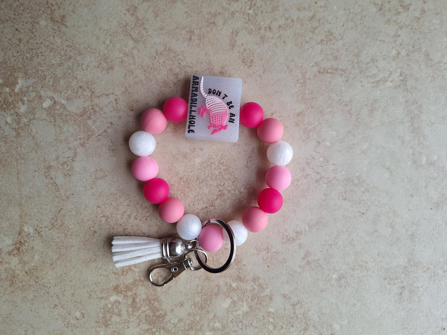 Silicone beaded wristlet don't be an armadillhole attitude silicone beaded wristlet keychain / armadillo bag accessories key chain gift