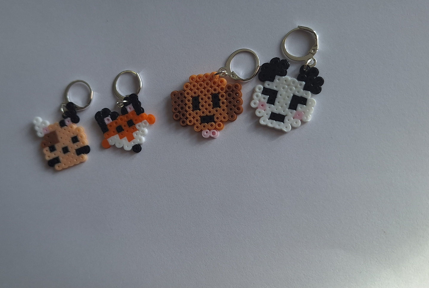 Stitch markers set 4 furry friends bundle / colorful panda fox dog cat perler bead set of 4 pet cuties progress keeper pixel style