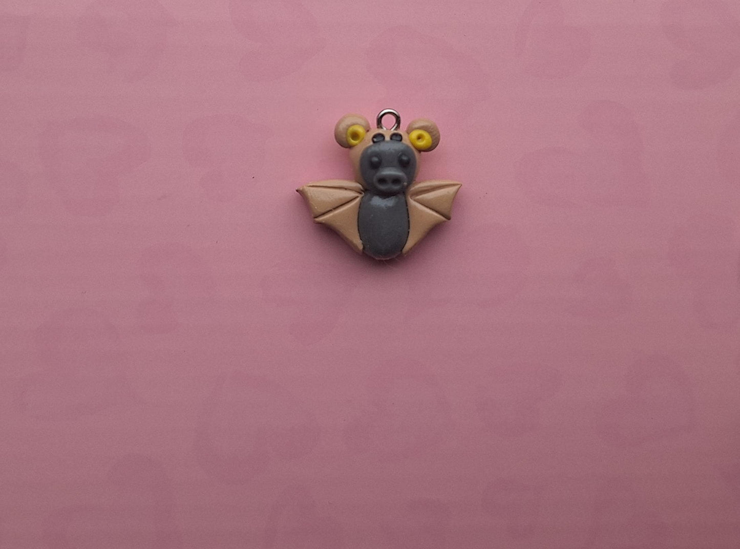 Kawaii teddy bear bat charm / polymer clay holiday charms / clay charm jewelry / bat charm stitch marker progress keeper
