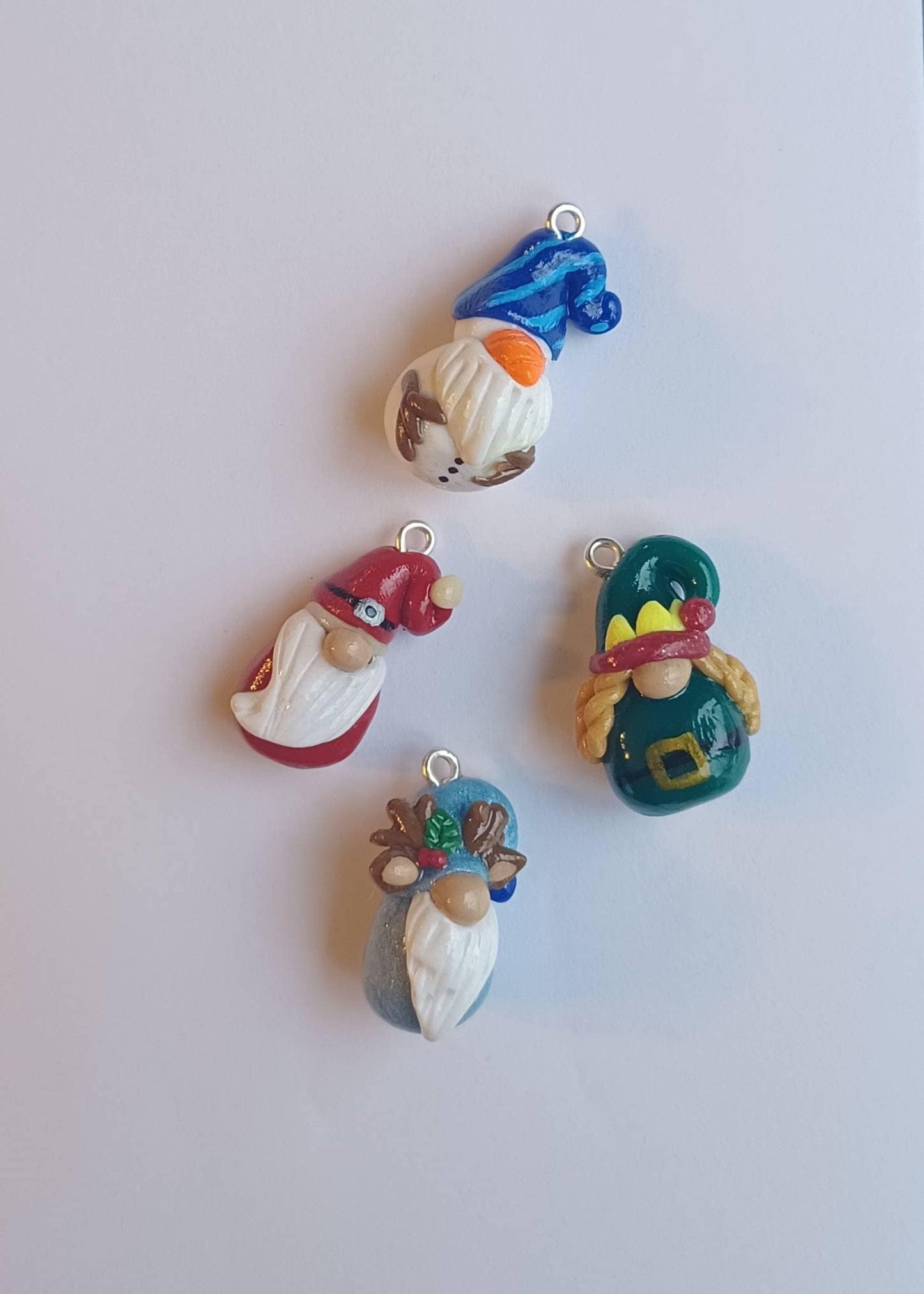 Kawaii christmas gnome charms / polymer clay gnome charms / kawaii christmas holiday charms / snowman reindeer santa elf gnome charms