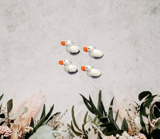 Kawaii pelican charms / polymer clay bird charms / kawaii animal charms / kawaii pelican bird jewelry