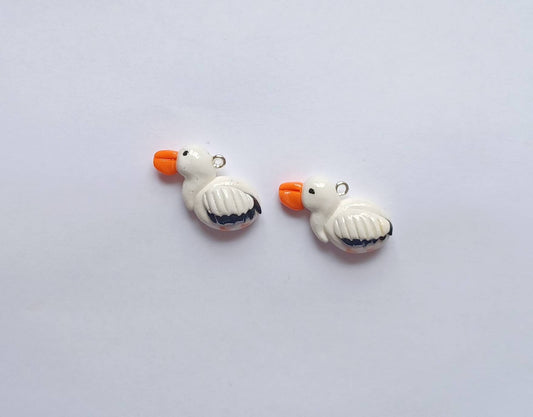 Kawaii pelican charms / polymer clay bird charms / kawaii animal charms / kawaii pelican bird jewelry