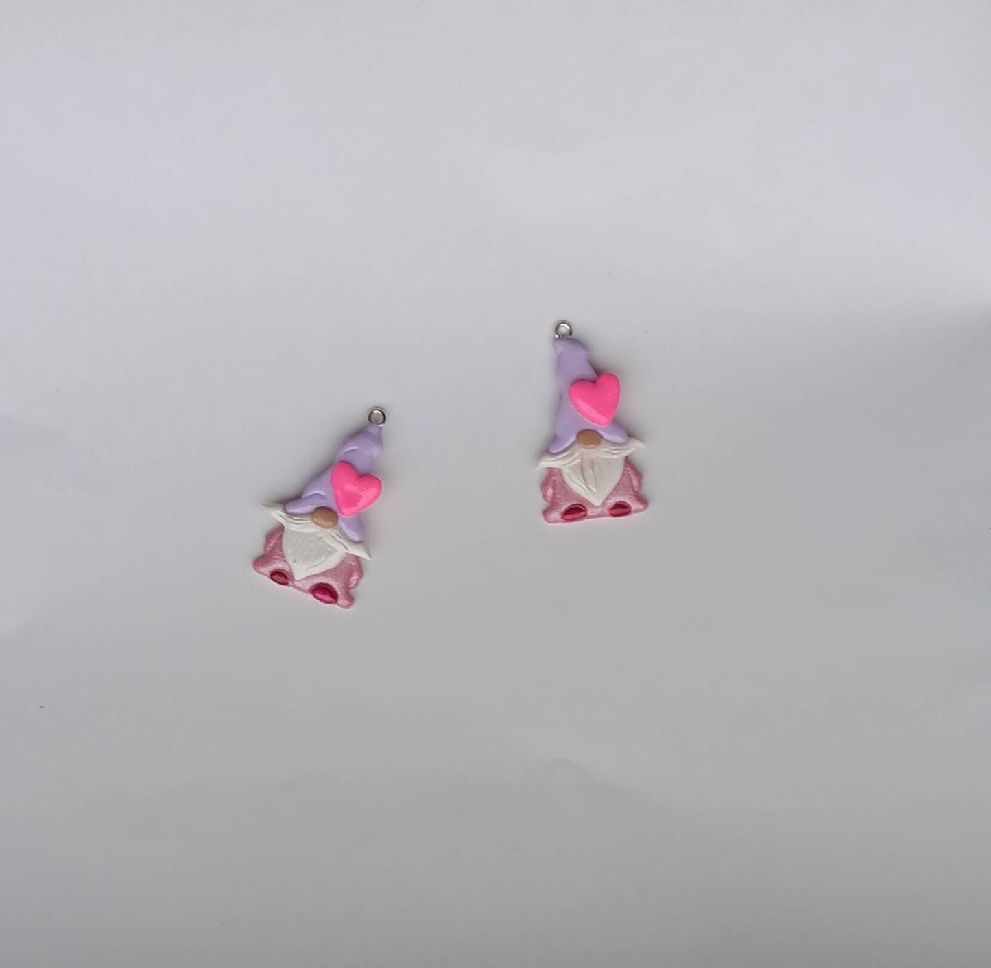 Kawaii heart gnome charms / polymer clay pink red purple gnome charms / kawaii valentine holiday charms / valentines day gnome charms