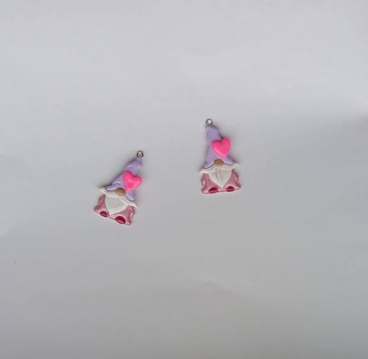 Kawaii heart gnome charms / polymer clay pink red purple gnome charms / kawaii valentine holiday charms / valentines day gnome charms