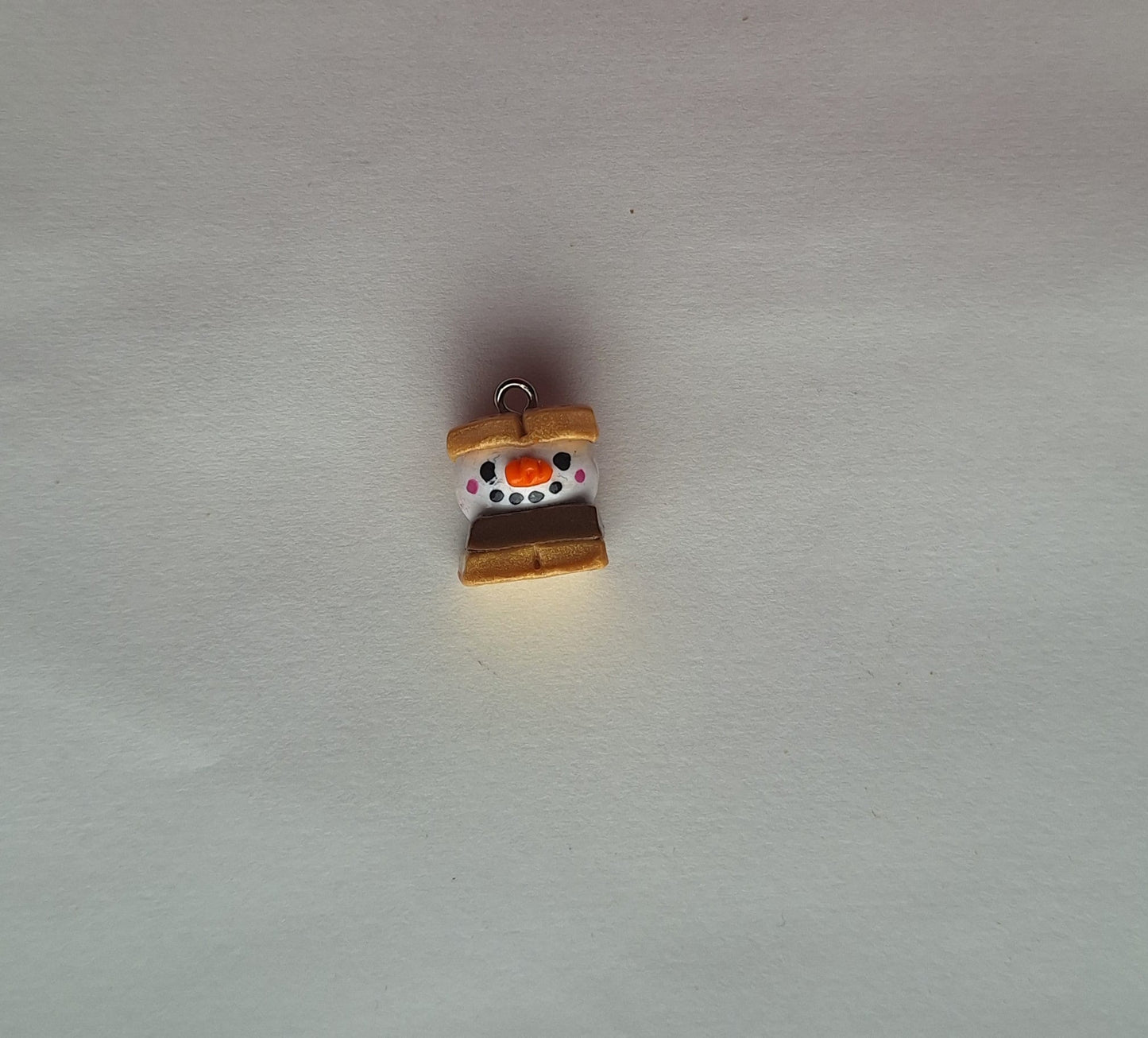 Kawaii snowman smores charms / polymer clay sweets charms / kawaii dessert charms / smores snow man jewelry charm stitch marker