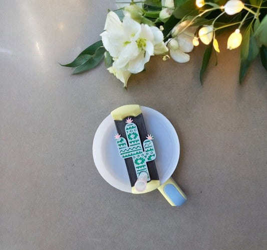 3D printed cactus straw tag tumbler topper tumbler accessories / Aztec pattern tumbler topper straw tag / cactus tumbler accessories