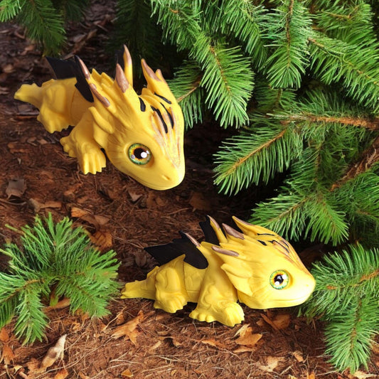 3D articulated printed and painted baby electric style dragon / 3d printed baby dragon / 3d printed desk pet figurine fidget Serev3d design