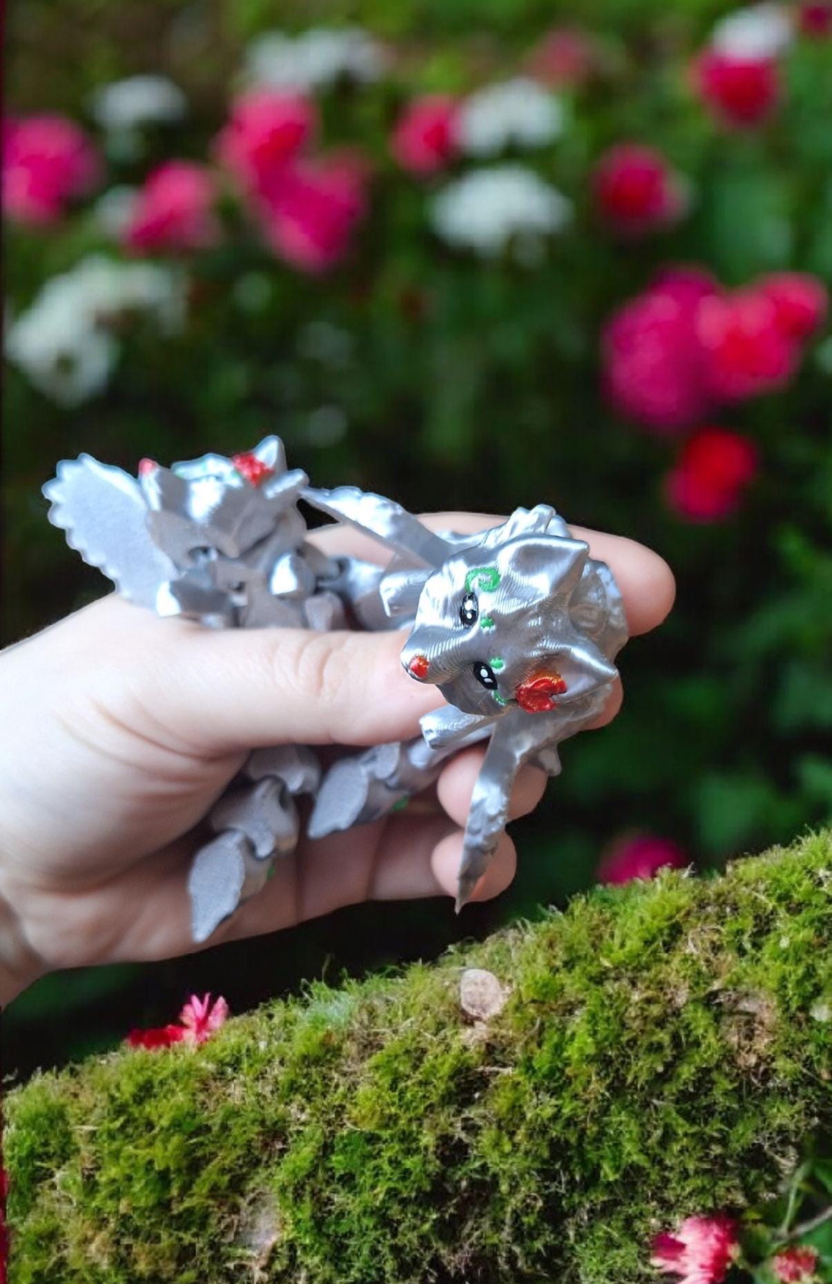 3D articulated baby fae fox / 3d printed silver fox keychain / 3d printed animals figurine knick knack Fidget