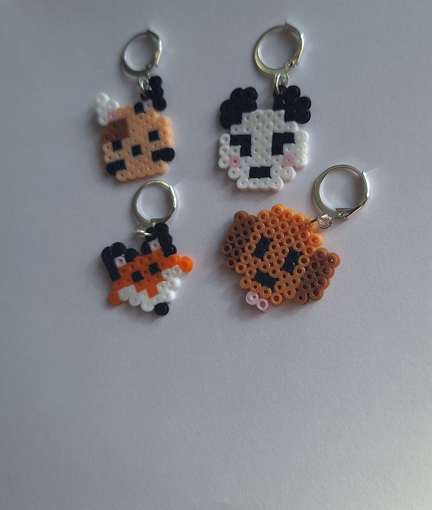 Stitch markers set 4 furry friends bundle / colorful panda fox dog cat perler bead set of 4 pet cuties progress keeper pixel style