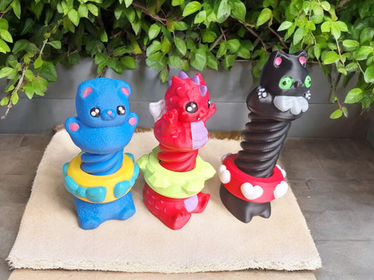 3D articulated bolt animal fidgets / 3d printed dragon fidget / 3d printed animals bear dragon cat figurine knick knack Fidget spin