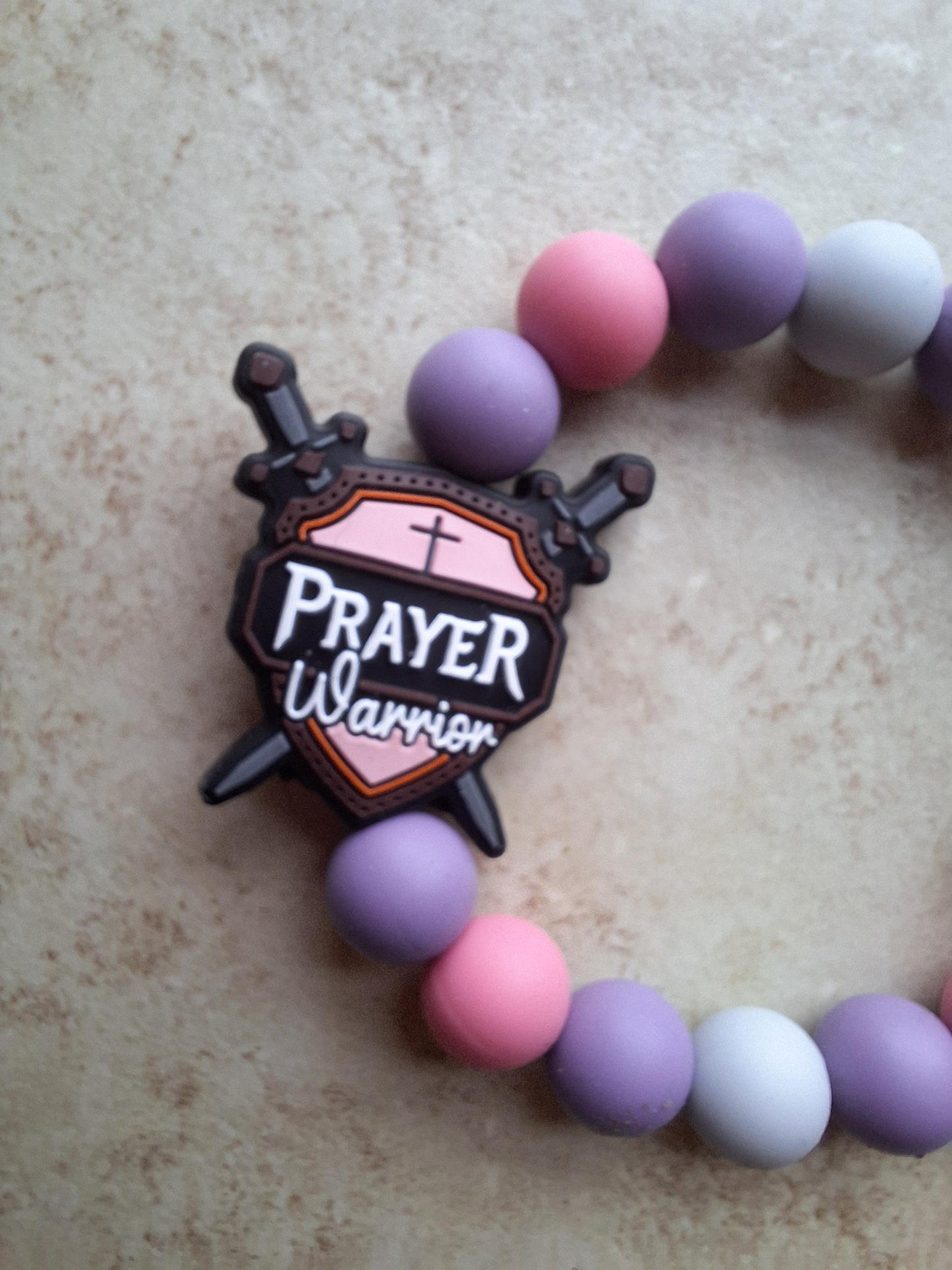 Silicone beaded wristlet keychain / prayer warrior silicone beaded wristlet keychain / religious faith bag accessories key chain