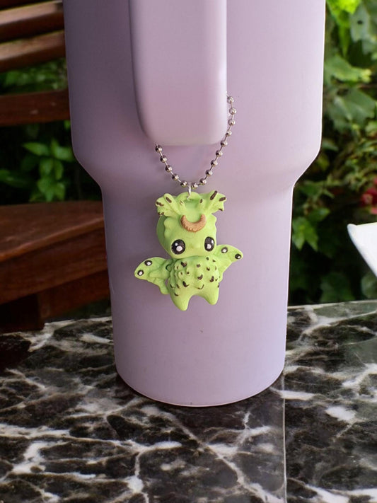 3D articulated green moth pixie tumbler charm buddy / 3d printed animals tumbler handle charms Fidget luna moth pixie charm colorful