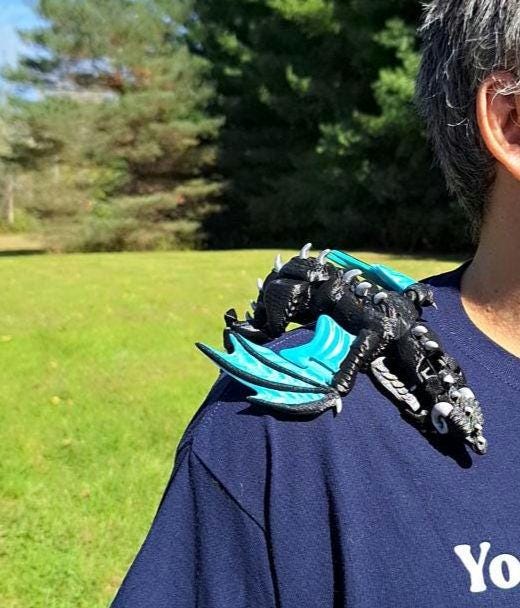 3D printed dragon shoulder puppet / 3d printed dragon animal costume cosplay / 3d printed animals figurine knick knack Fidget
