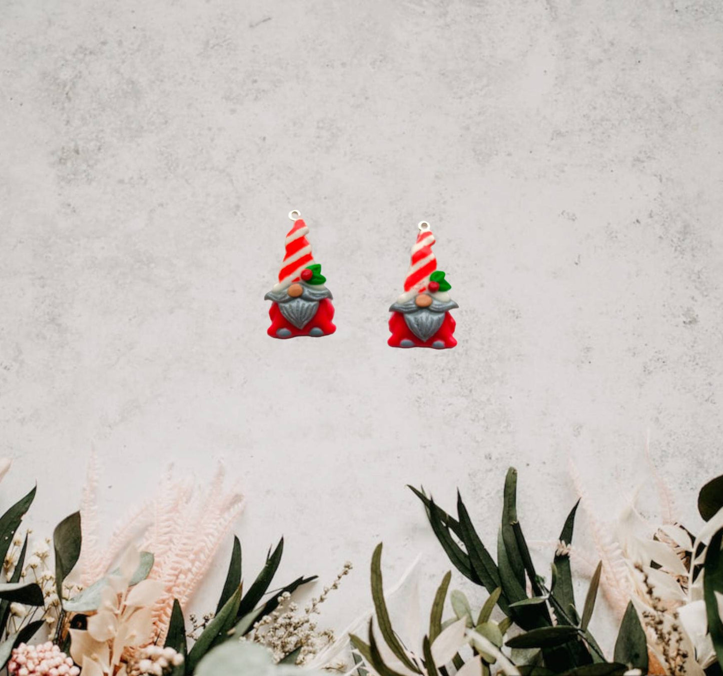 Kawaii christmas candy cane  gnome charms / polymer clay gnome charms / kawaii christmas holiday charms / gnome charms