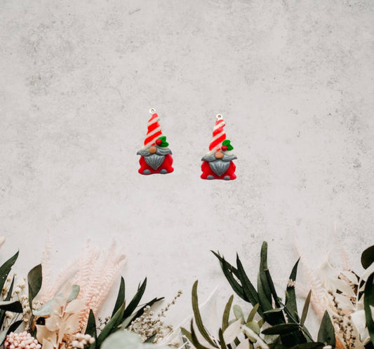 Kawaii christmas candy cane  gnome charms / polymer clay gnome charms / kawaii christmas holiday charms / gnome charms