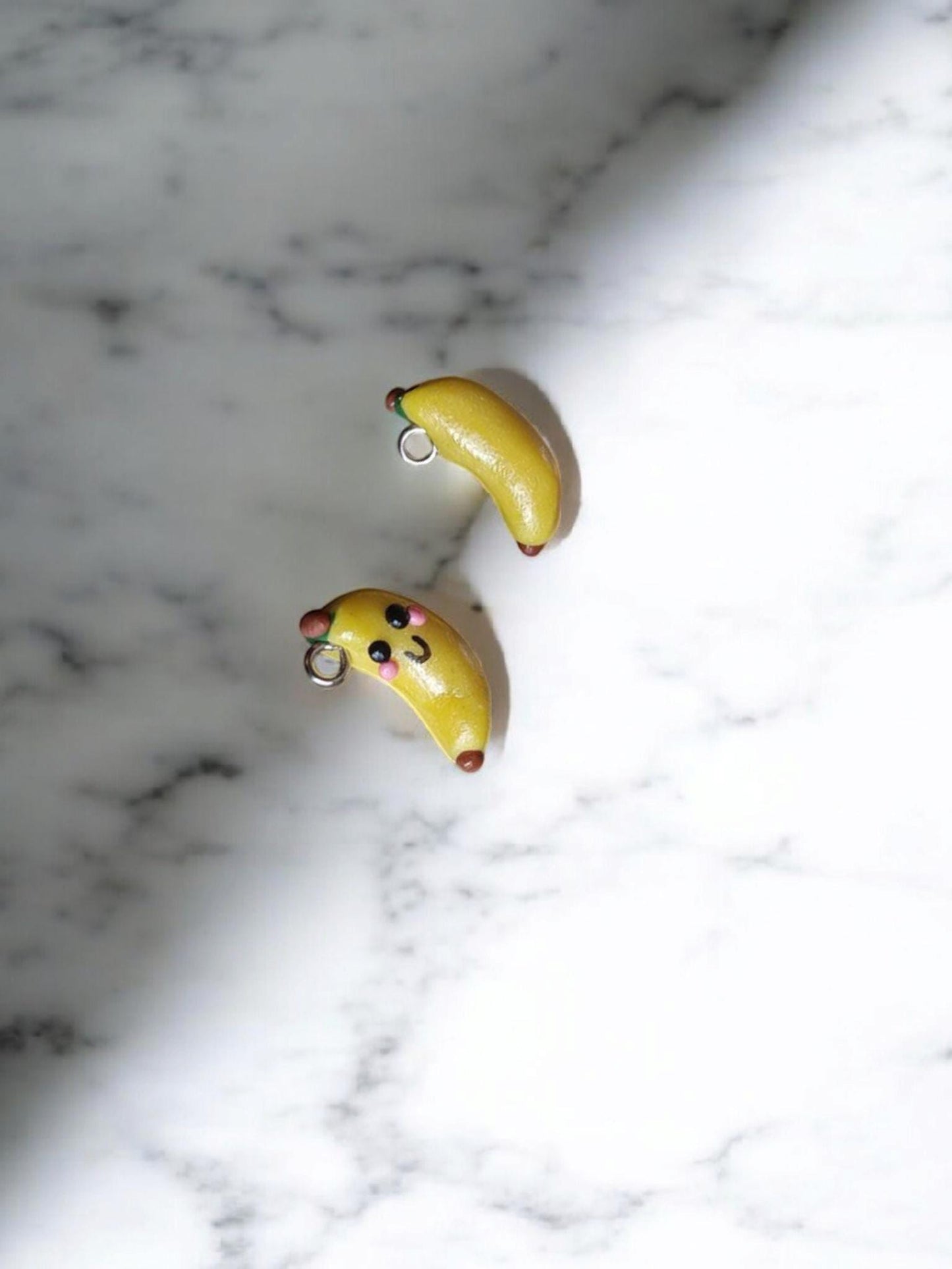 Polymer clay banana charms / cute clay banana charms kawaii food charms / clay banana jewelry charm stitch marker progress keeper notions