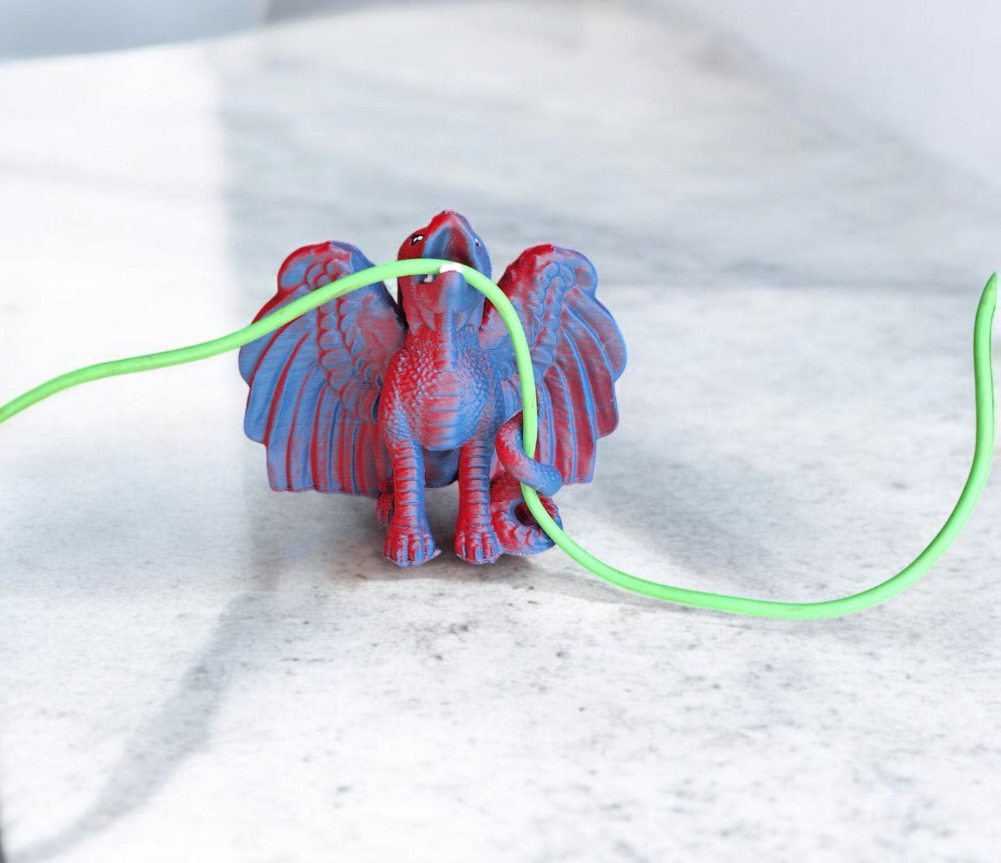 3D printed red blue two tone dragon cord holder / 3d dragon cord organizer / 3d printed dragon knick knack