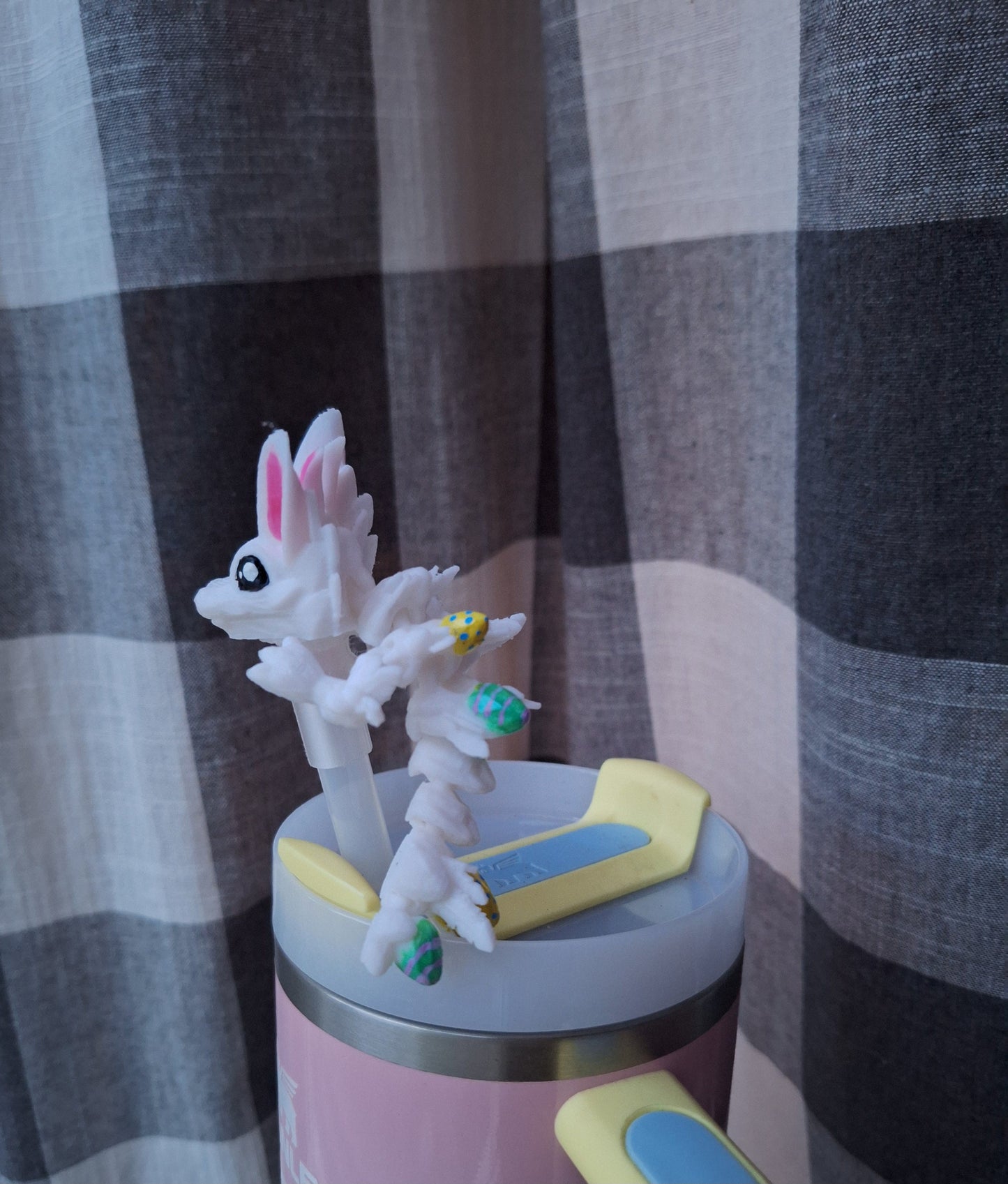 3D articulated easter bunny dragon straw cap / 3d printed dragon animals /  spring easter egg tadling straw topper cover Fidget figurines
