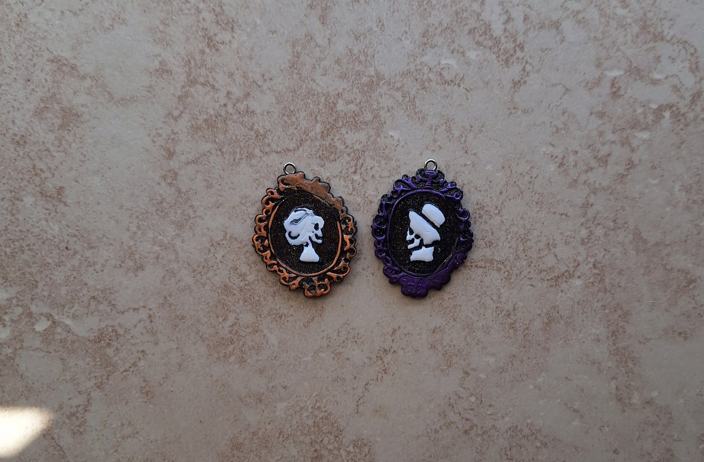 Kawaii halloween cameo charms / clay cameo charms silhouette charms / colorful silhouette jewelry / amulet shape skeleton cameo charms
