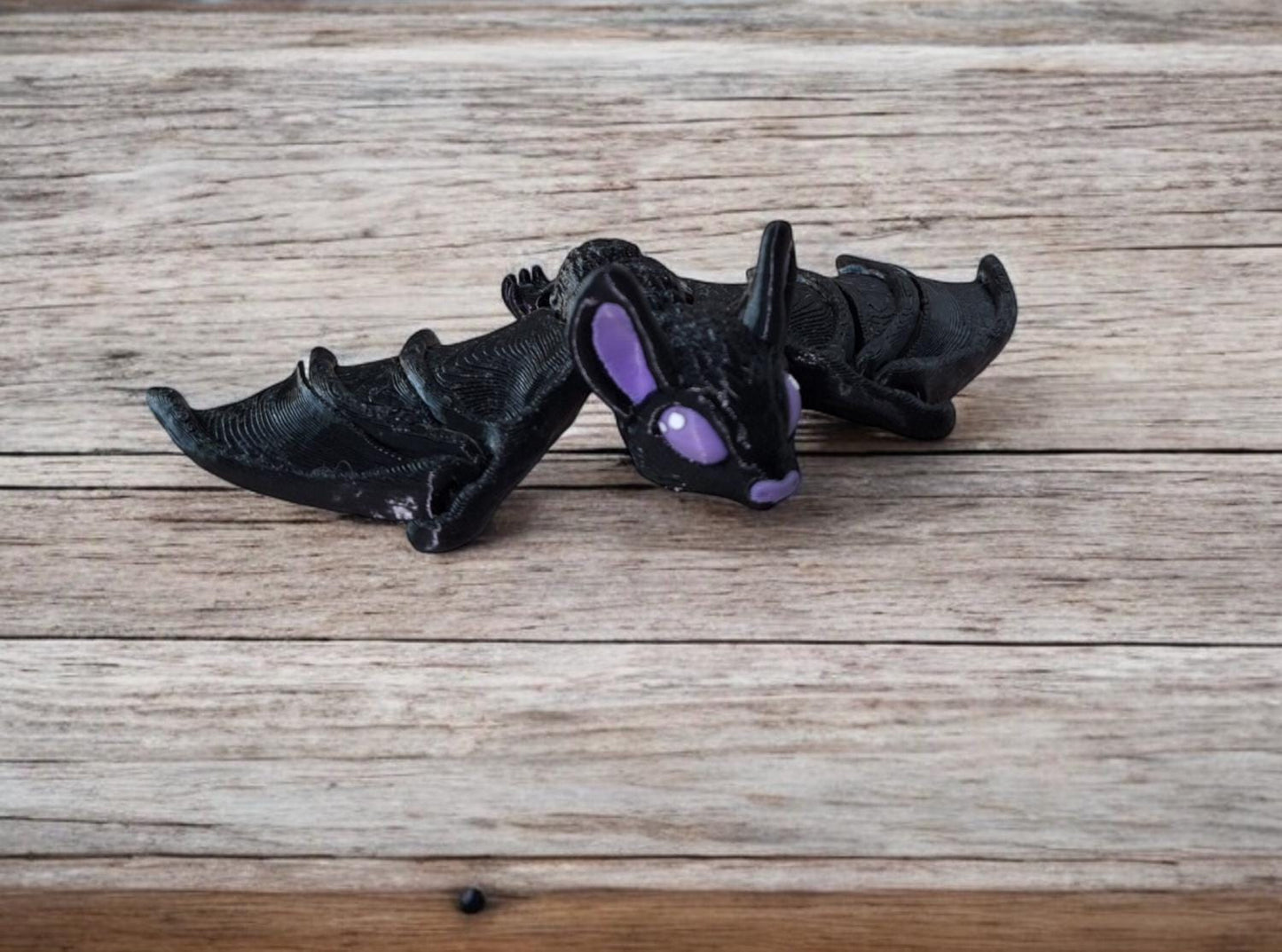 3D articulated cute black bat straw cap / 3d printed bat spooky animals / halloween bat straw topper cover Fidget figurines