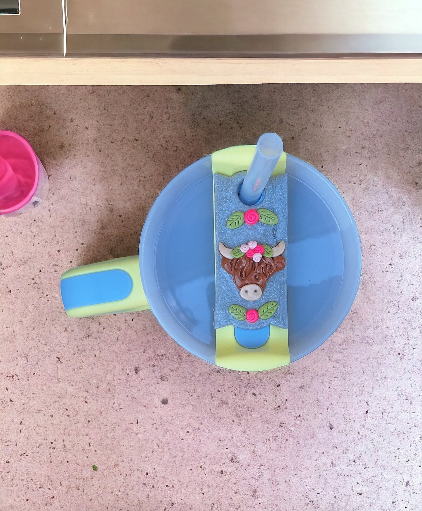 Polymer clay straw tag tumbler topper / clay tumbler accessories / highland cow tumbler topper straw tag / animal cow tumbler accessories