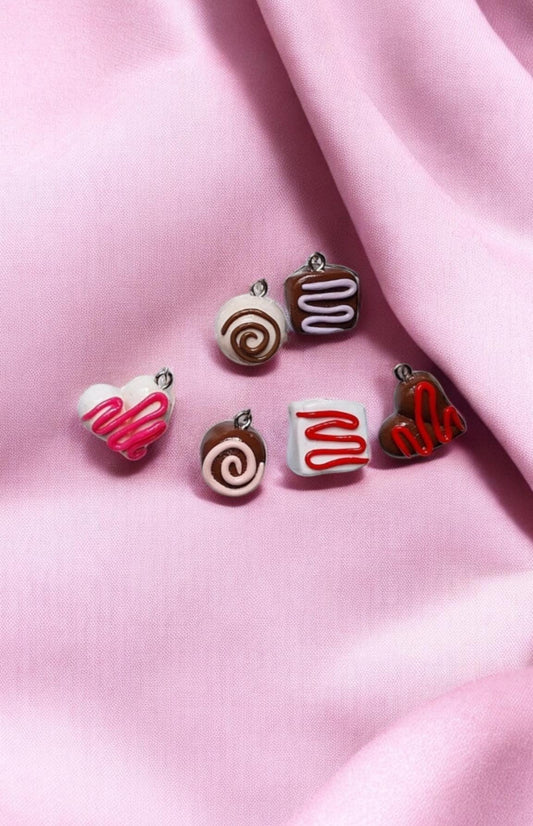 Kawaii clay love valentine chocolate charms / polymer clay chocolate candy charms / kawaii food charms jewelry stitch marker progress keeper