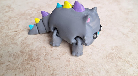 3D articulated cat dinosaur / 3d printed kittysaurus  / 3d printed animals kitty cat dino figurine knick knack Fidget