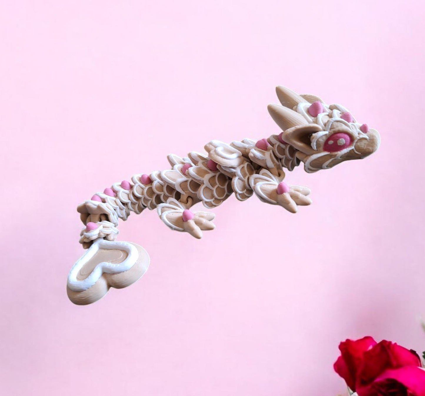 3D articulated valentine holiday heart cookie dragon / 3d printed holiday candy heart dragon animals desk pet