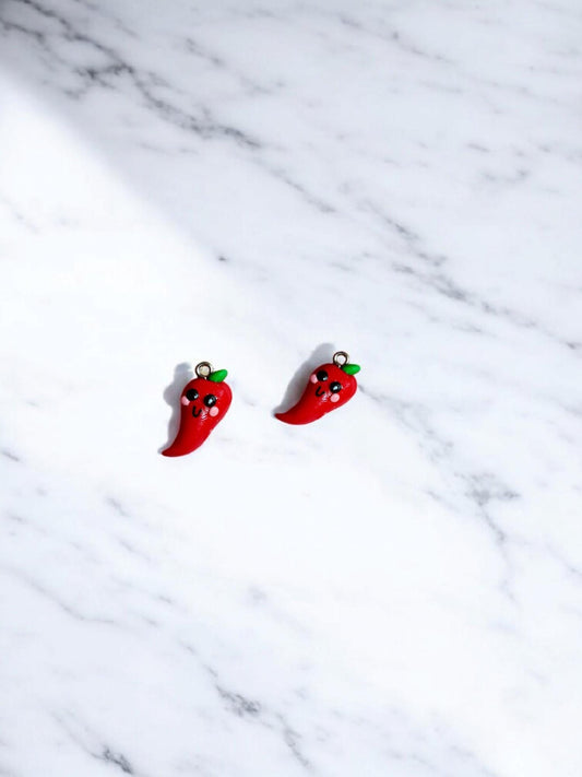 Polymer clay chili pepper charms / cute kawaii red chili pepper food charms jewelry stitch marker progress keeper notions