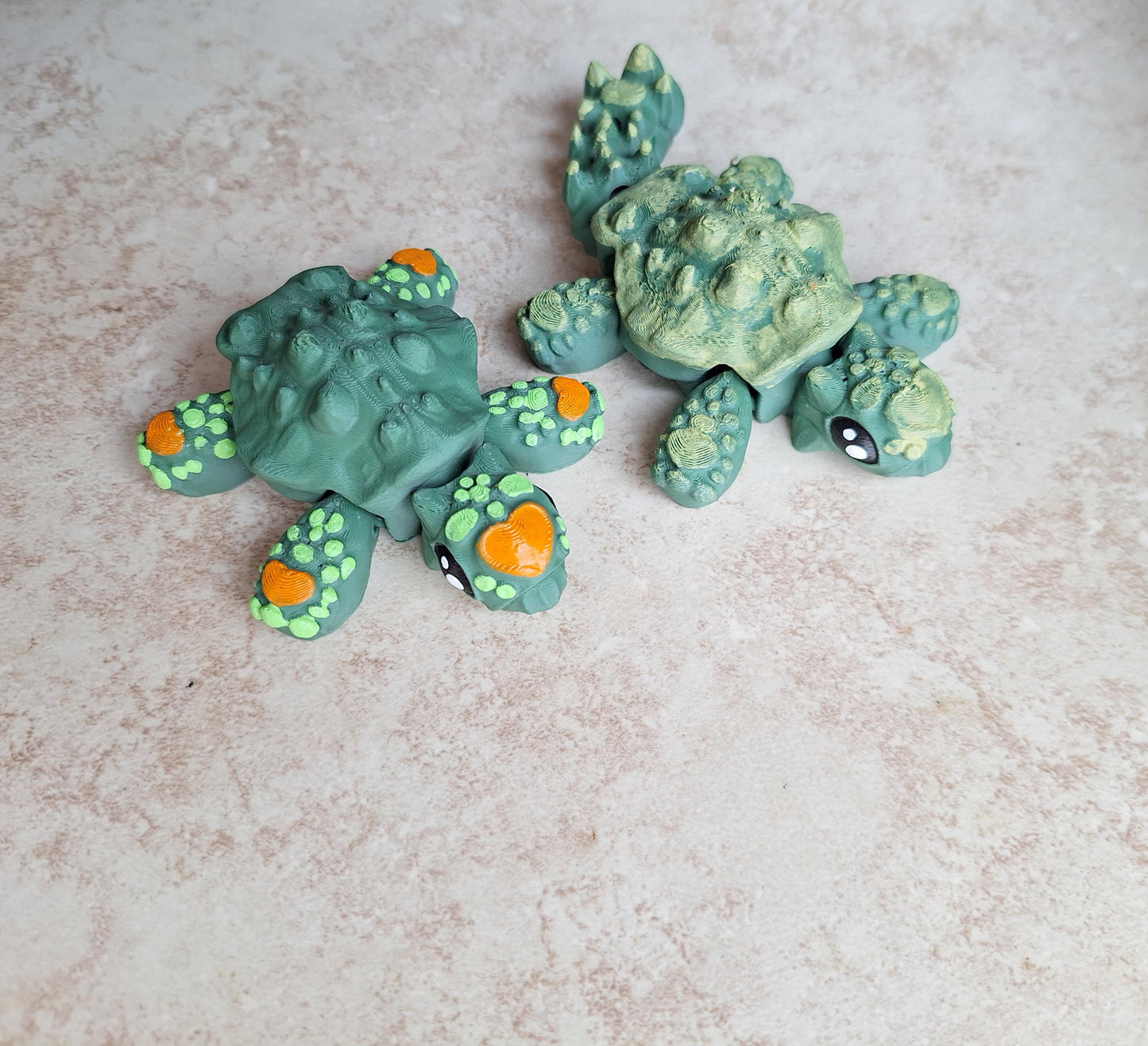 3D articulated green orange anky / 3d printed ankylosaurus shell / 3d printed animals figurine knick knack Fidget