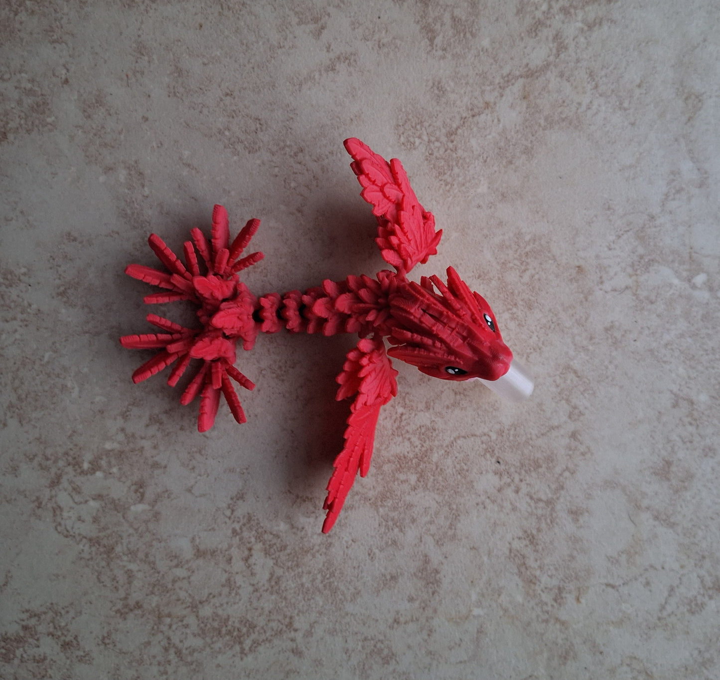 3D articulated flying serpent dragon straw cap / 3d printed dragon animals / serpent dragon tadling straw topper cover Fidget figurines