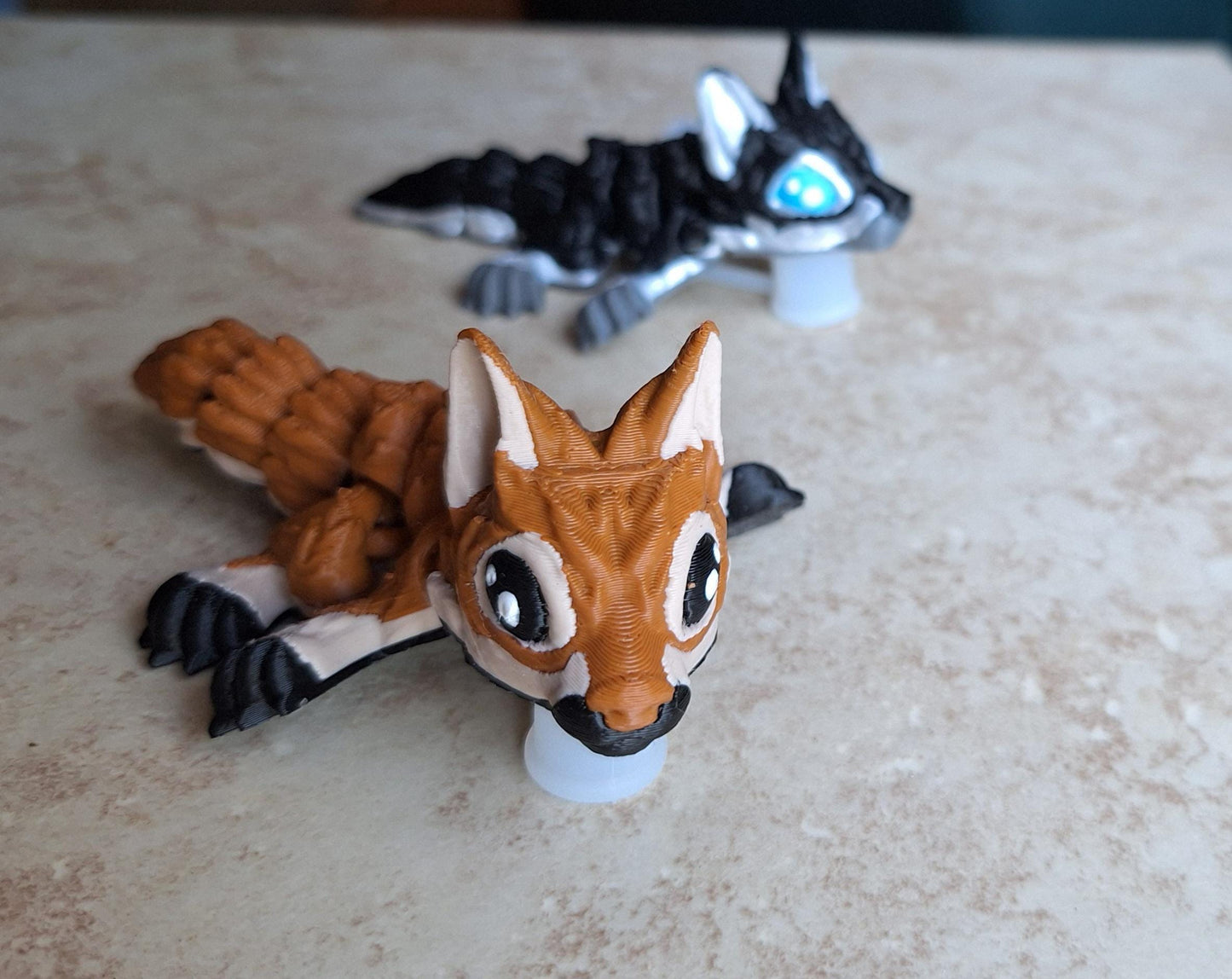3D articulated wolf pup straw cap / 3d printed wolf pup dog animals / Shepherd husky straw topper cover Fidget figurines glow