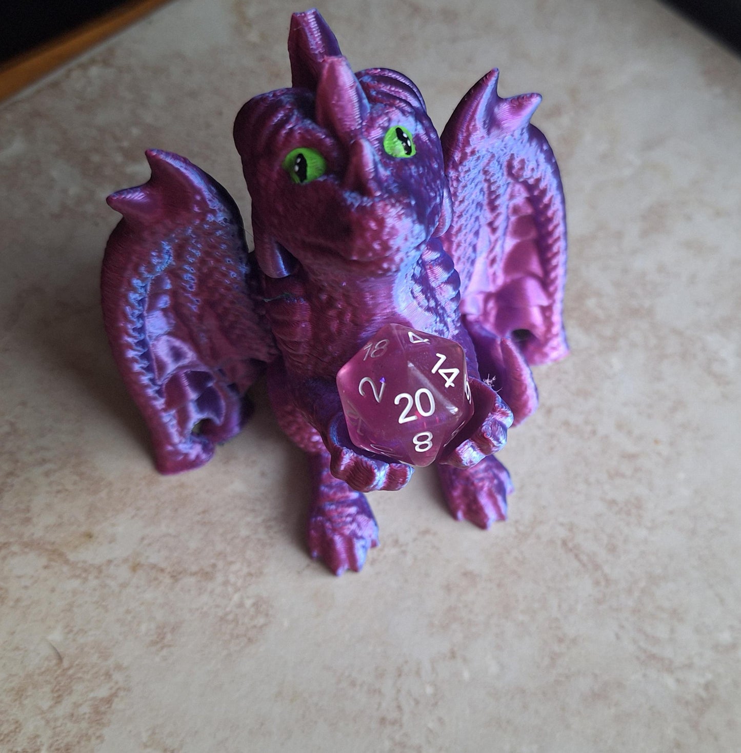 3D printed pink purple metallic dragon paws dice guardian / 3d dragon dice buddy / 3d printed d20 dice guardian